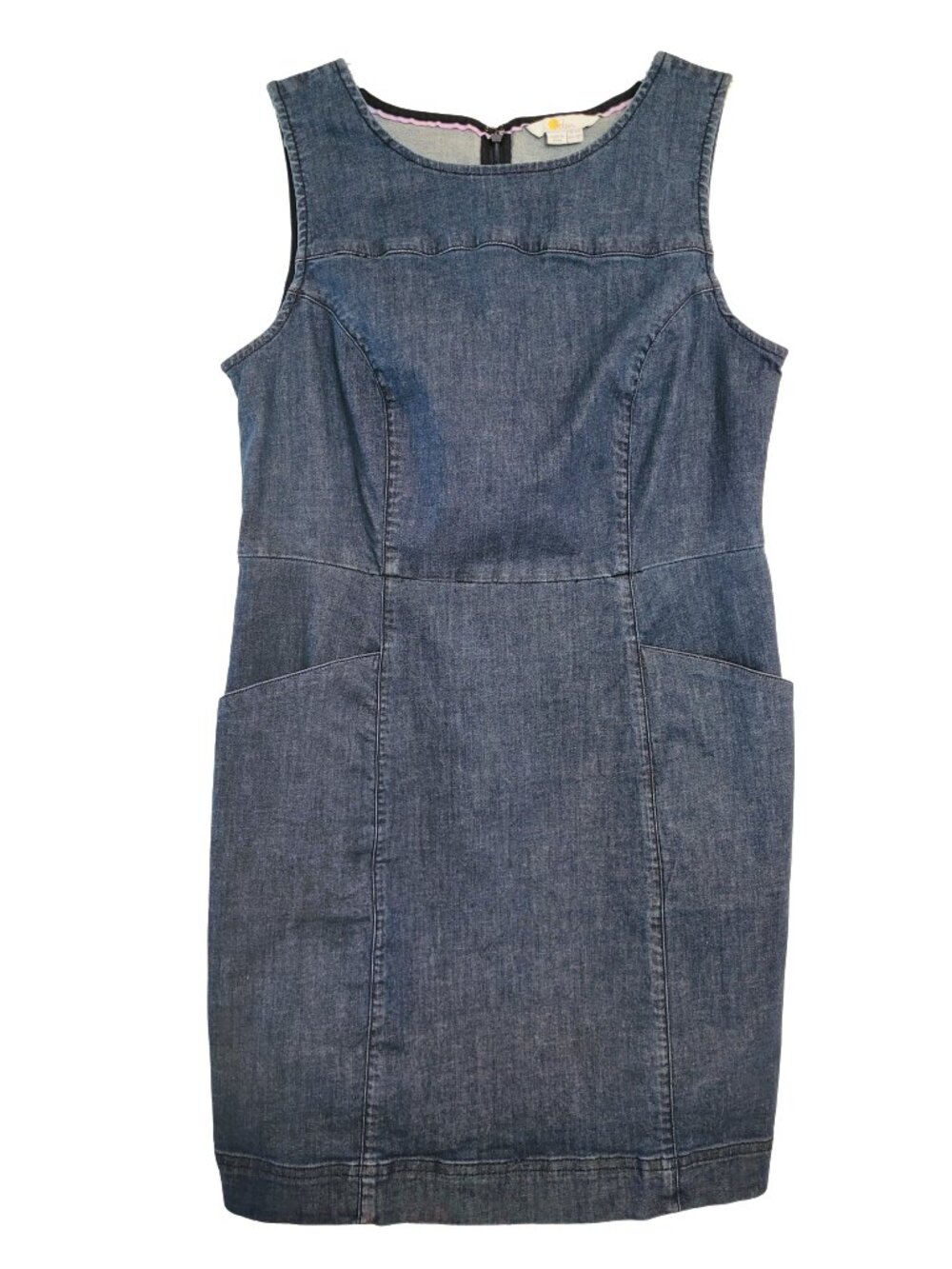 Boden Cotton Sleeveless Deni Chambray Sheath Dress